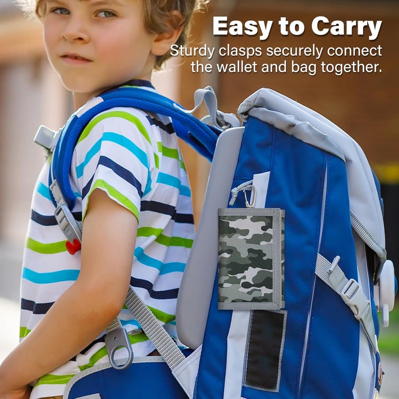 Jonyee Kids Wallets for Boys and Girls Ages 4-18 Trifold, Toddler/Youth Wallet for Boys Age 5-7 with Zippered Coin Pocket and Card Holders, Novelty Wallet for Childrens Birthday Gifts - Camo Dark Gray - Image 3